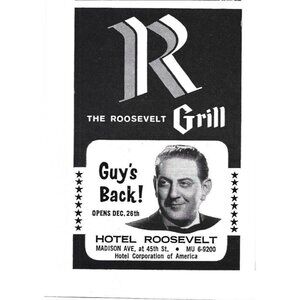Guy is Back Hotel Roosevelt New York City Avertisement 1960s Vintage Print Ad